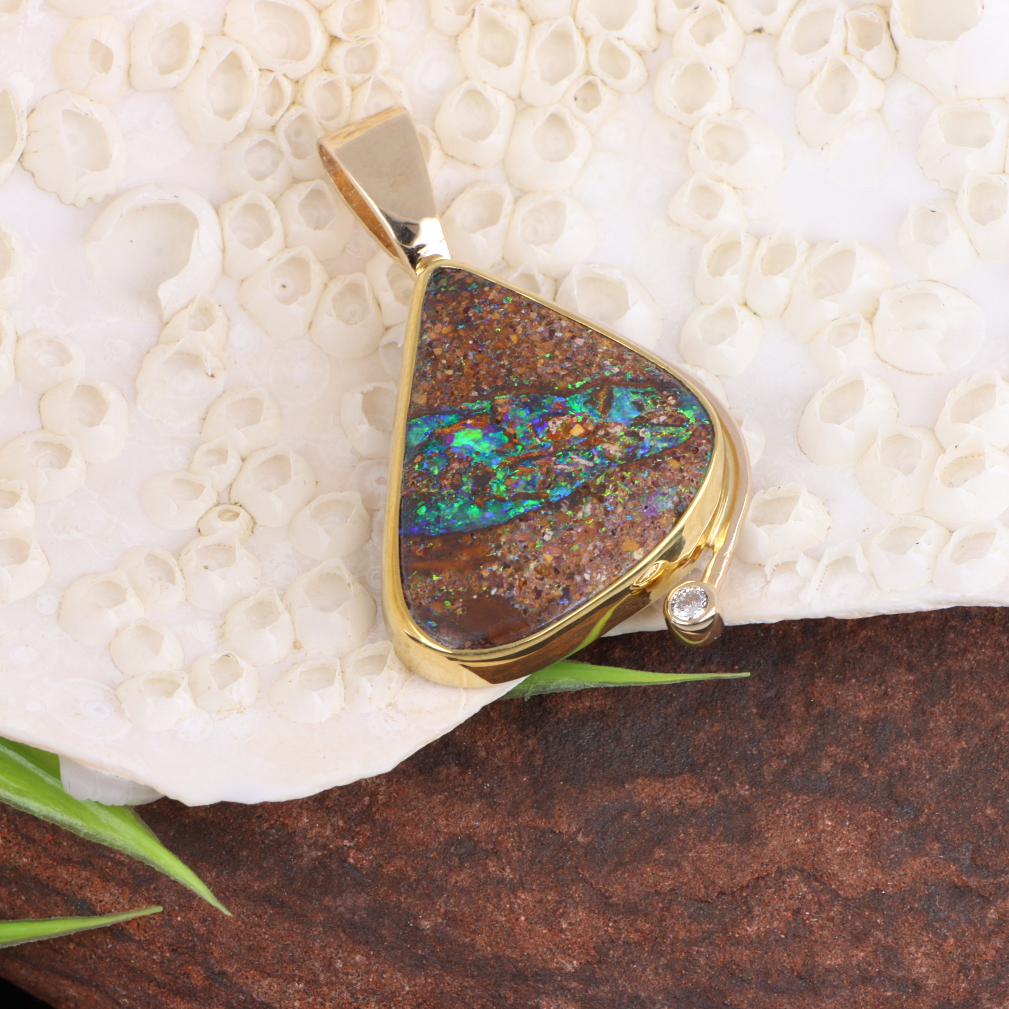 Alluring Boulder Opal Pendant Set in 22K and 14K Yellow Gold with ...